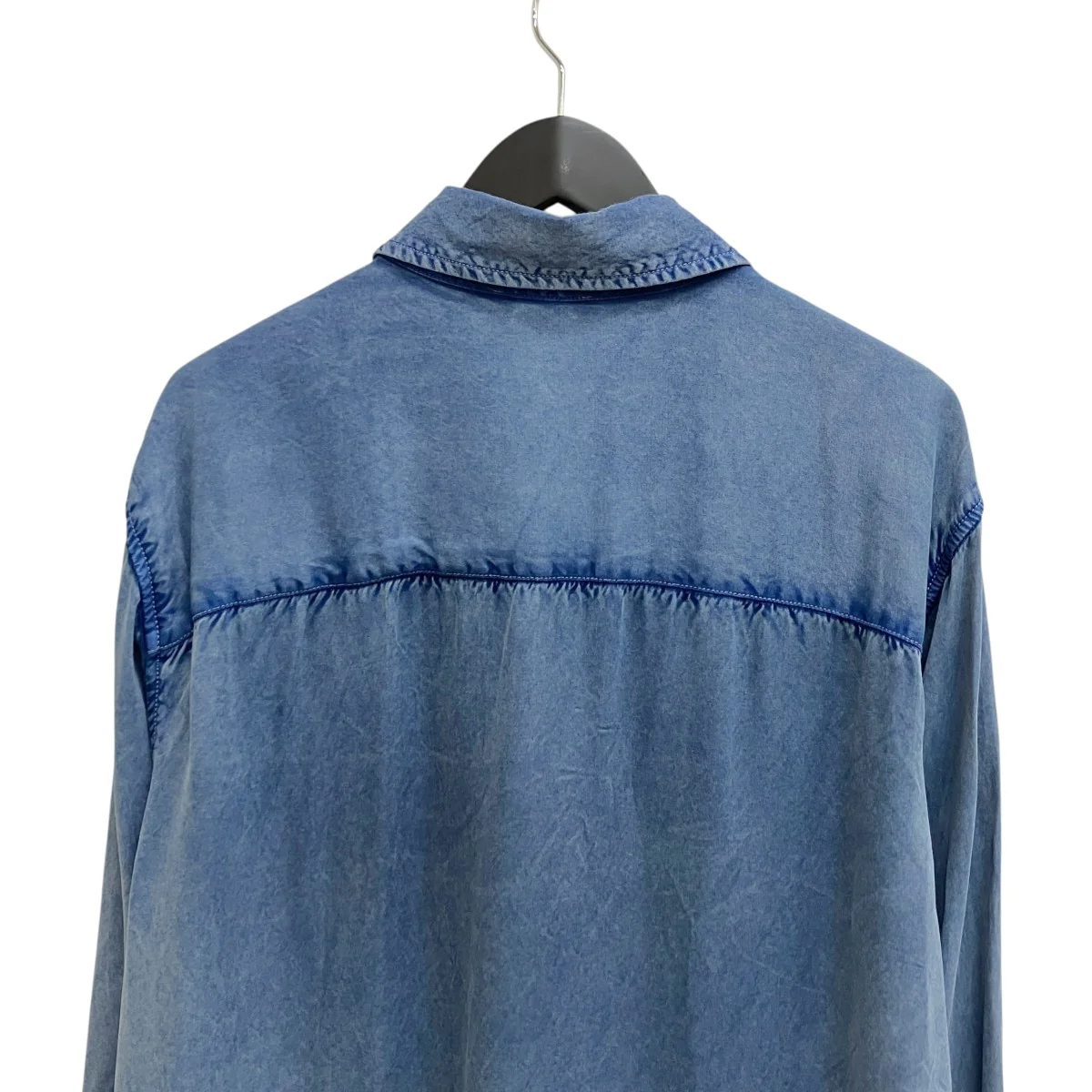 Shirt in denim-effect satin長袖シャツ0JMCD - Image 4