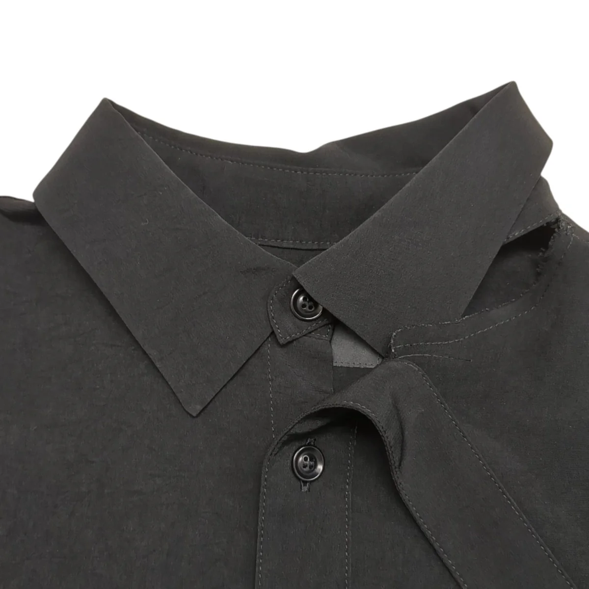 CREPE de CHINE FRONT PLACKET BLOUSEロングシャツYB-B02-500 - Image 3