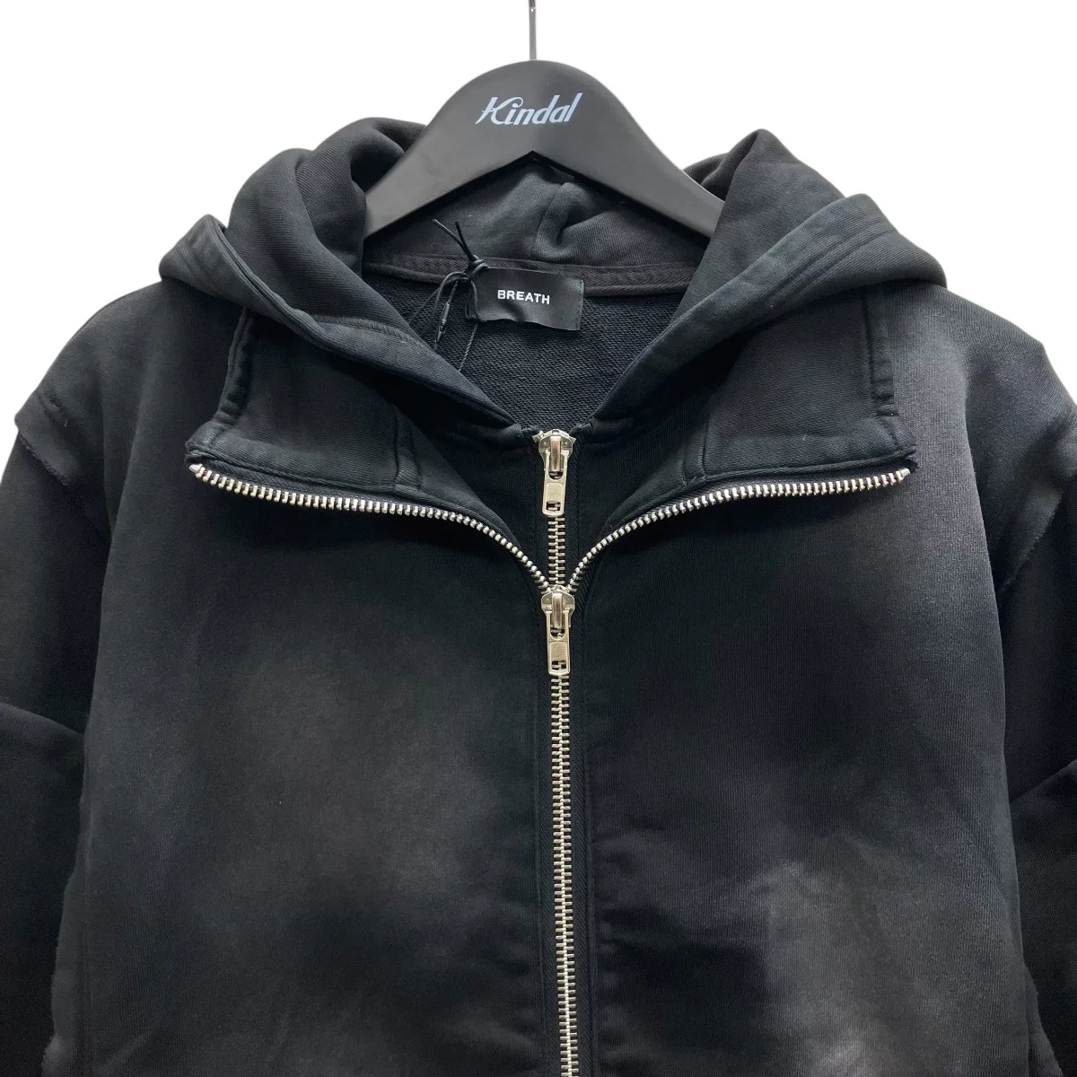 LAYERED ZIP HOODIE   BLACK レイヤードジップパーカー - Image 3