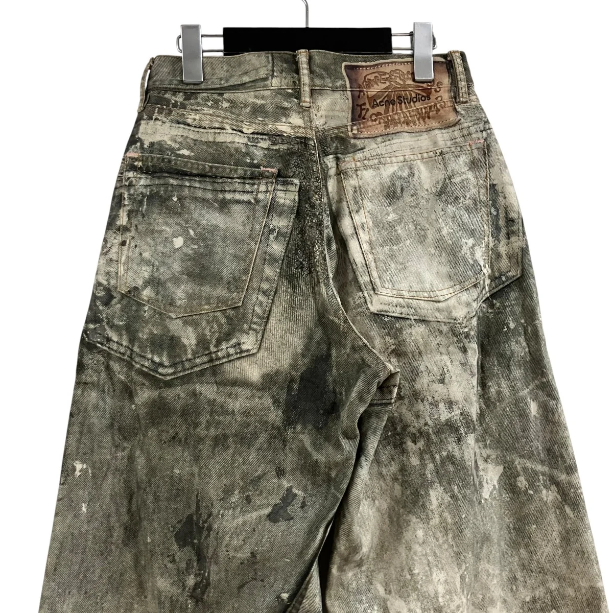 ペイントスプラッターデニム転写バギーロングパンツ - Image 4