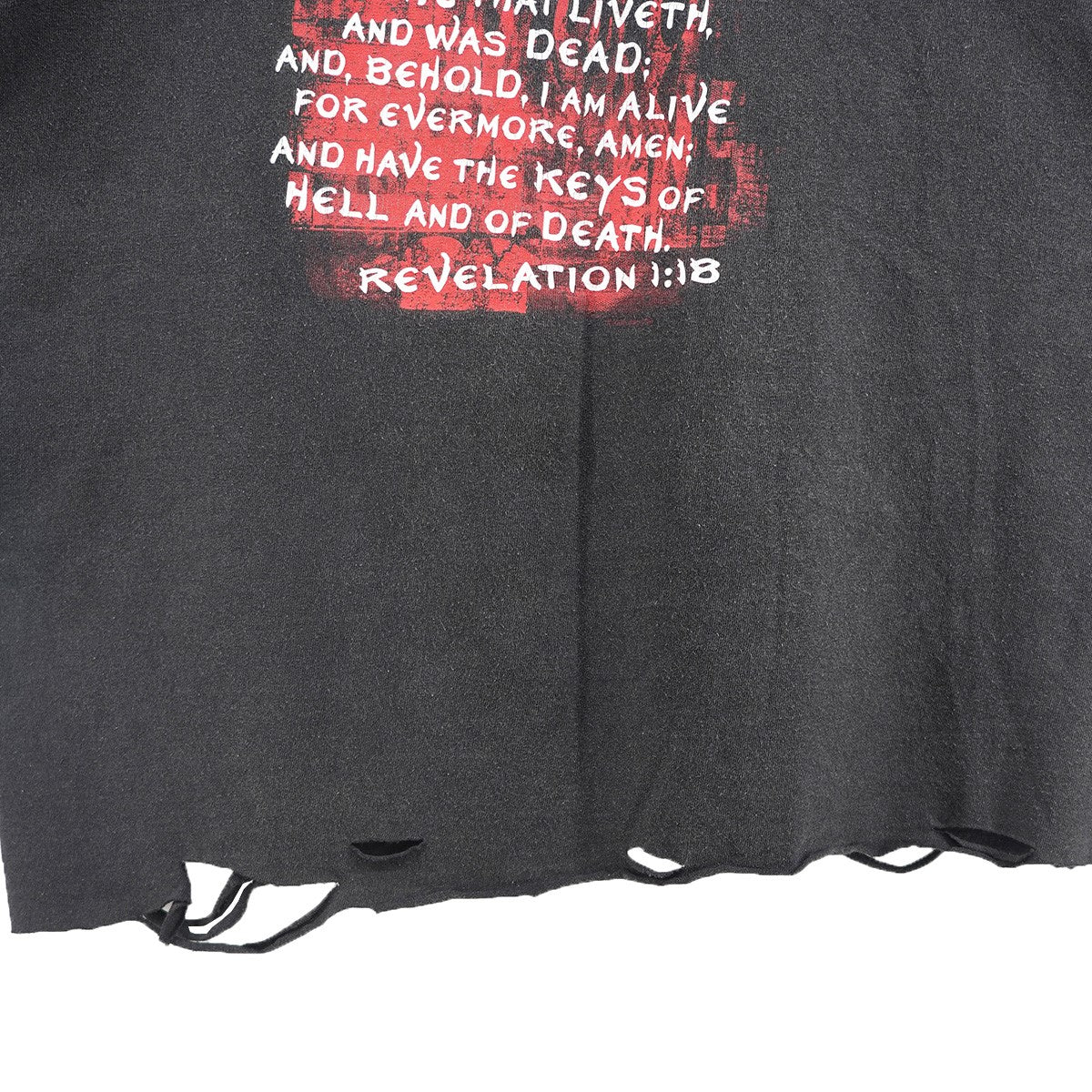 00s Kerusso Vintage ヴィンテージ クラッシュ 加工 クラック宗教 聖書 キリスト 両面プリント 短丈 リサイズ Tシャツ - Image 8