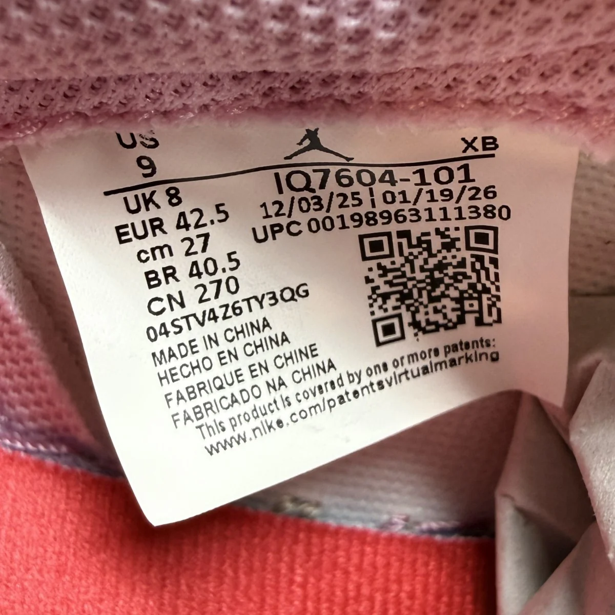 26SS/AIR JORDAN 1 LOW OG SP／Sail／Tropical Pink／エアジョーダン1 レトロ ロー OG スニーカー/IQ7604-101 - Image 8
