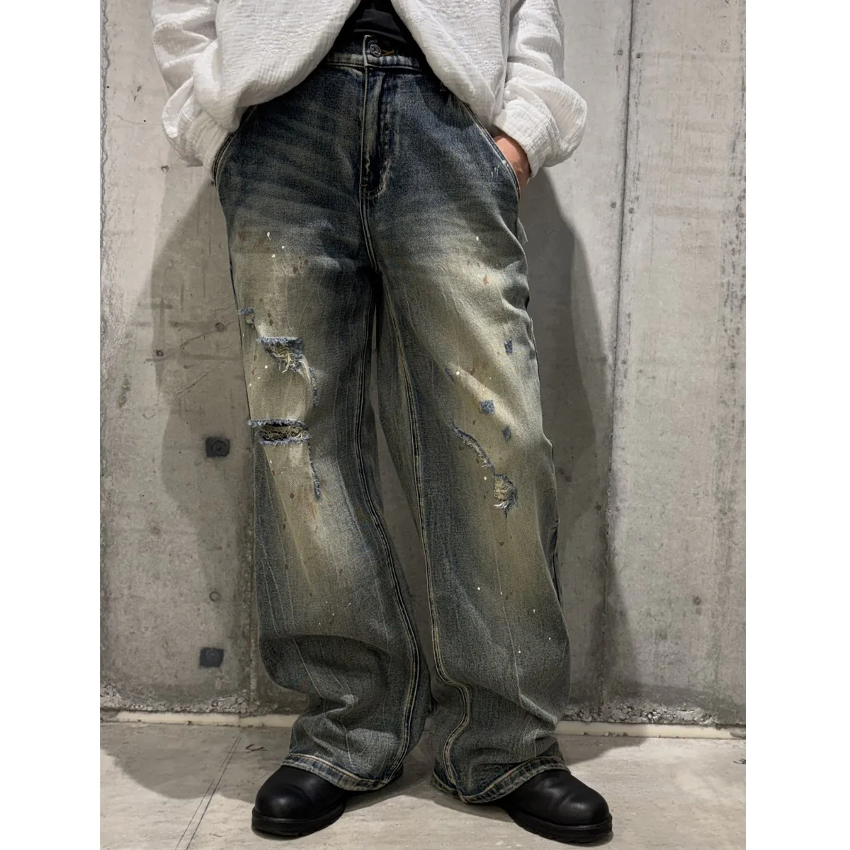 SLOUCHY JEANS Vintage加工バギーワイドデニムパンツ - Image 2