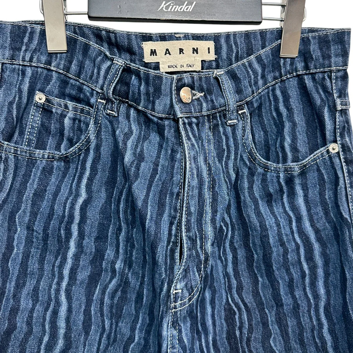 Wave Print Washed Denim Jeansデニムパンツ - Image 3