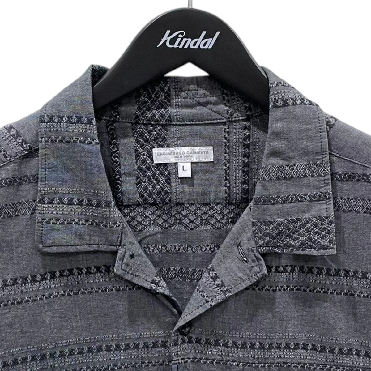 オープンカラー半袖シャツ Camp Shirt - Horizontal Stripe Jacquard キャンプ シャツ - ホリゾンタル ストライプ ジャカード - Image 3