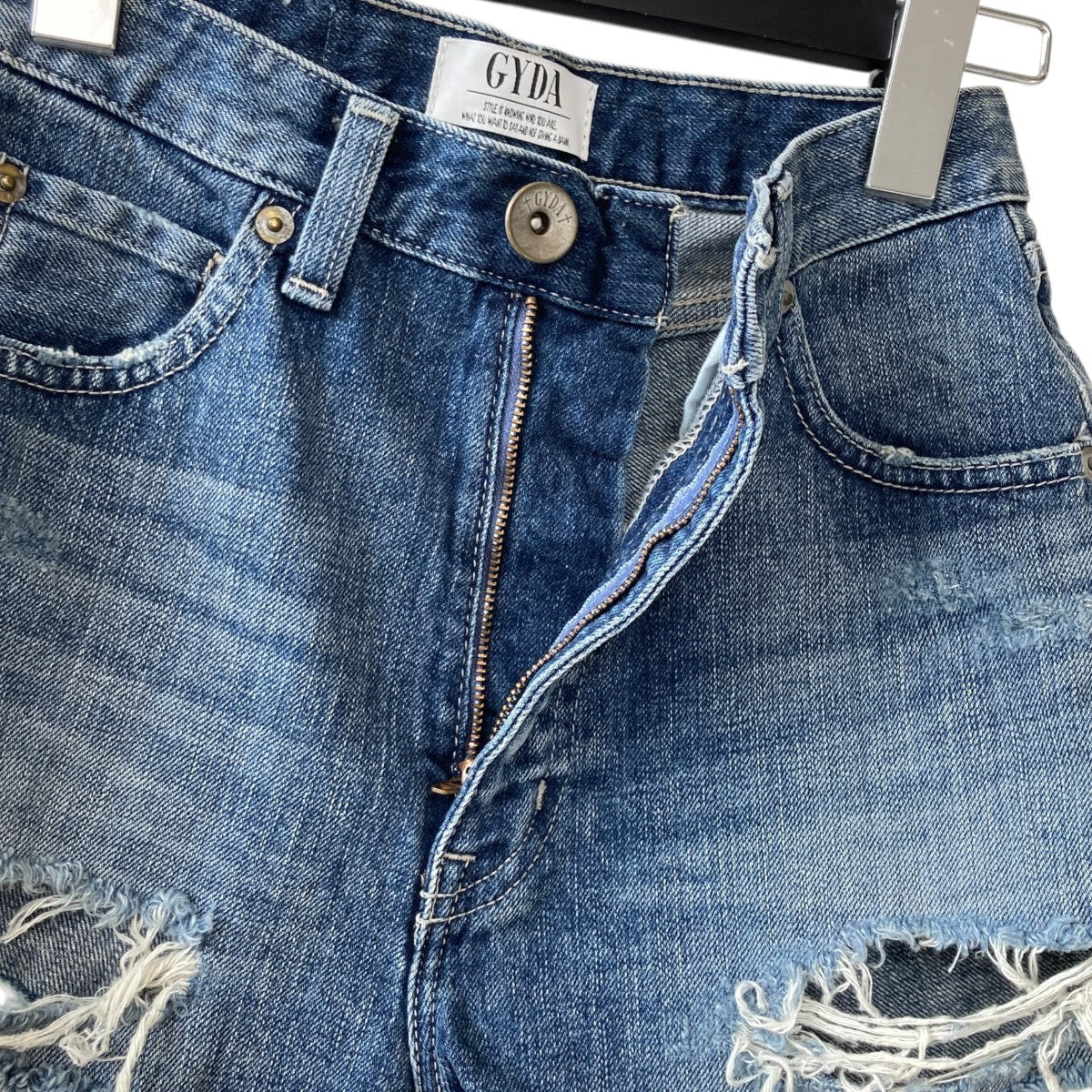 BACK RIPPEDダメージ加工デニムショートパンツ071822411901-03 - Image 3