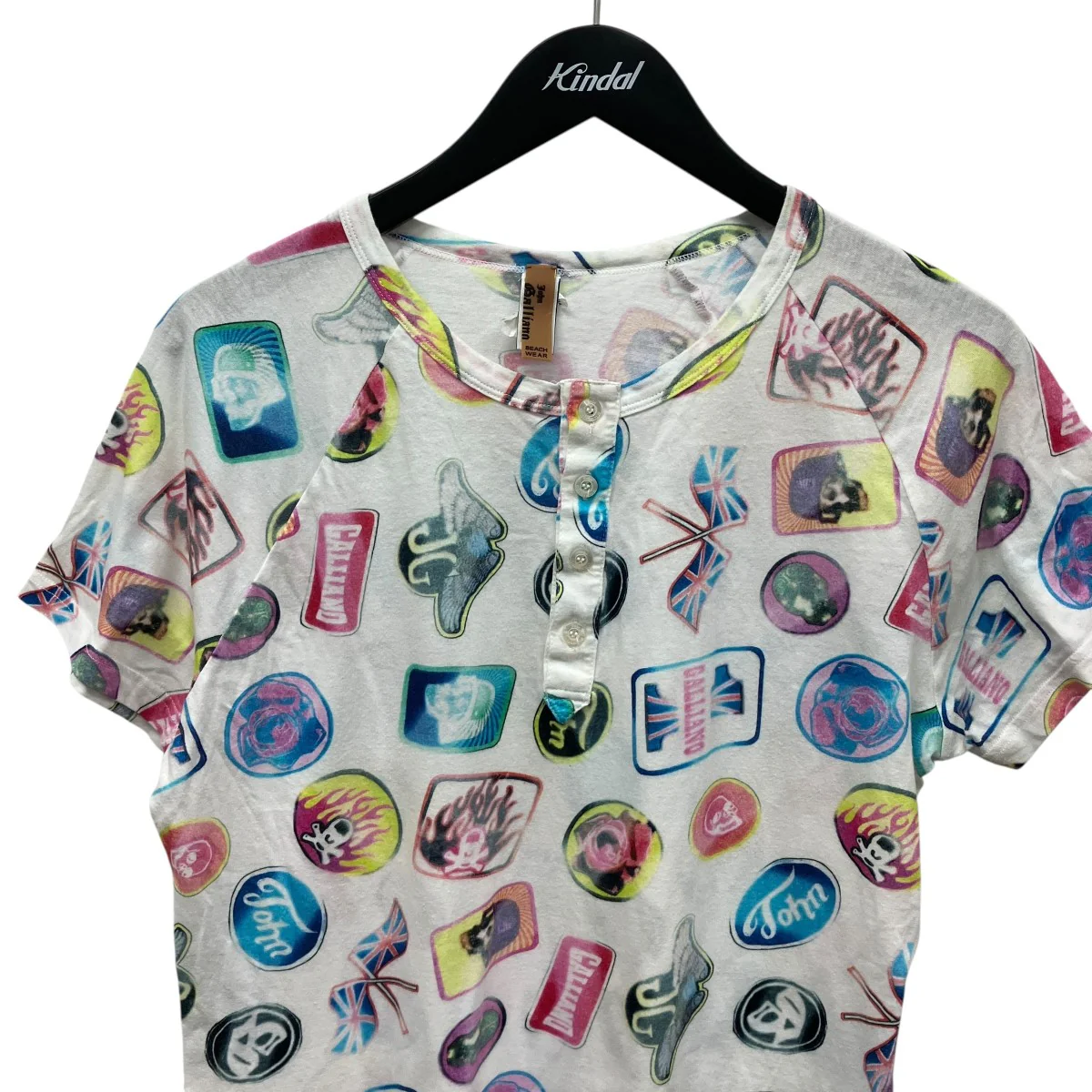ハーフボタン総柄Tシャツ - Image 3