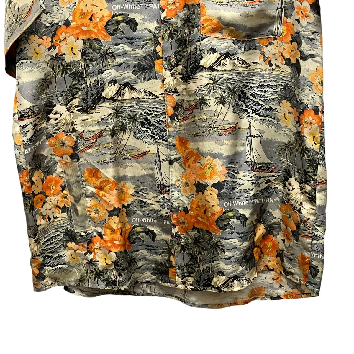 18SSOversized Silk Aloha Hawaiian Shirt総柄シルクアロハハワイアンシャツOMGA049S18871008 - Image 4