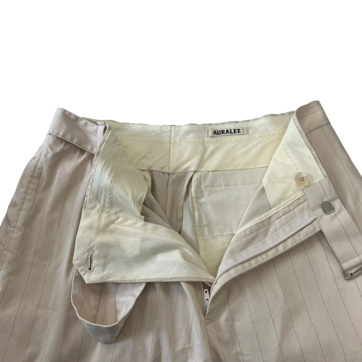 21SS 「FINX NYLON STRETCH WIDE SLACKS」 ストライプベルテッドパンツ A21SP02FN - Image 4