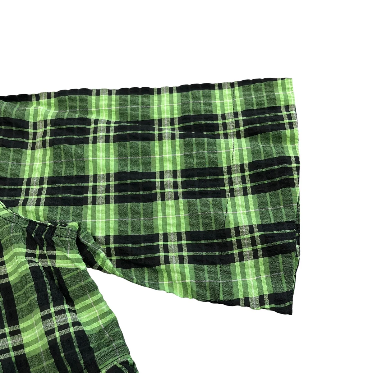 Seersucker Check U-neck Maxi Smock Dress半袖チェックワンピースF7608 - Image 4
