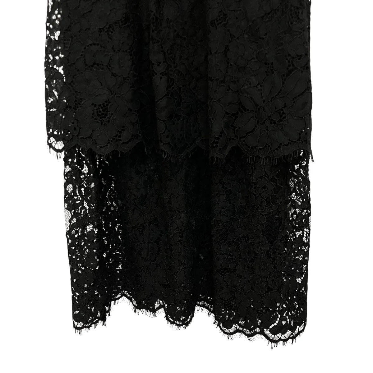 【BLACK FINE CORDED LACE TIERED MIDI DRESS】レースティアードワンピースAW20-111 - Image 4